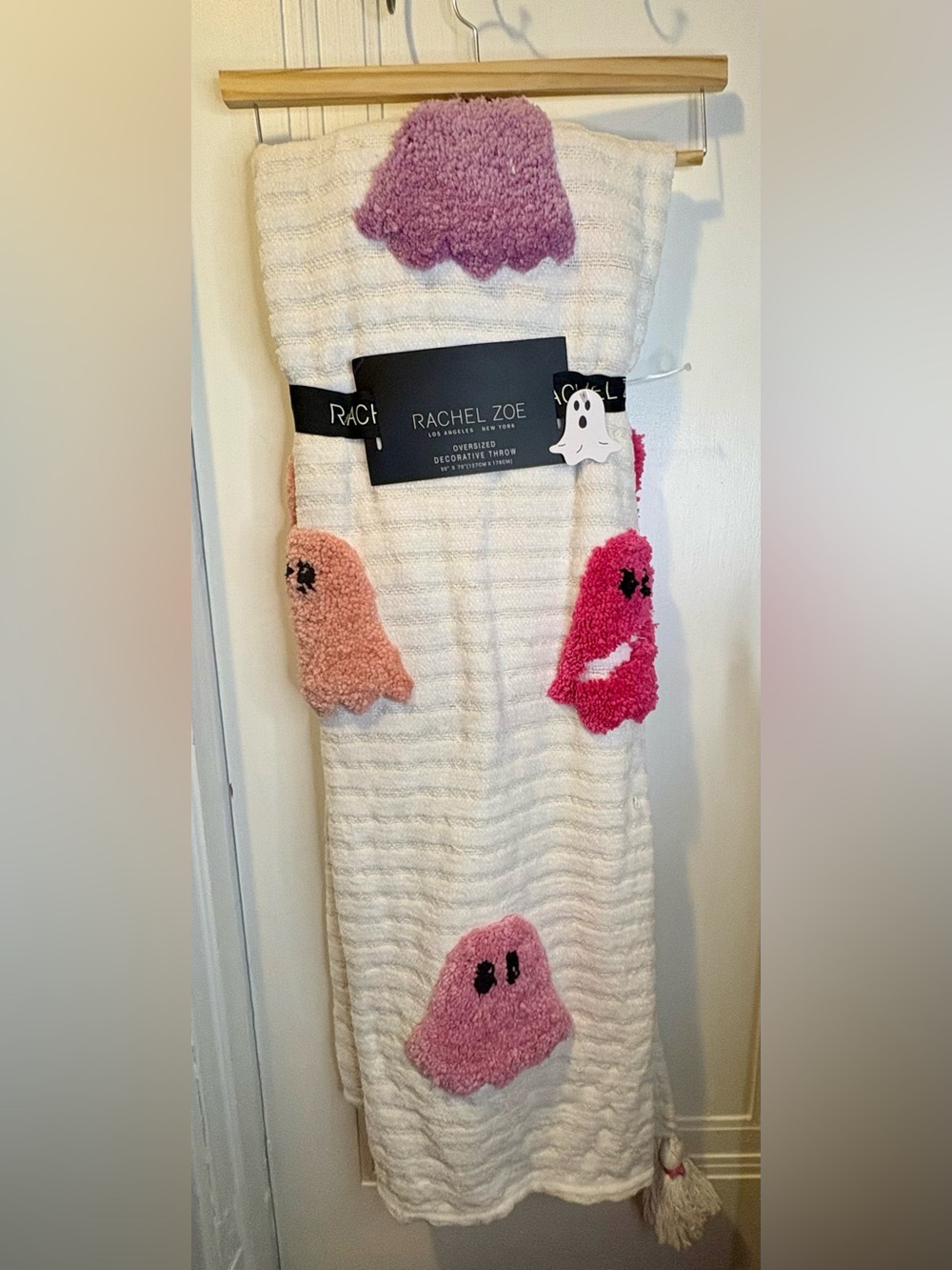 Rachel Zoe Blanket Throw With Ghost Appliqués